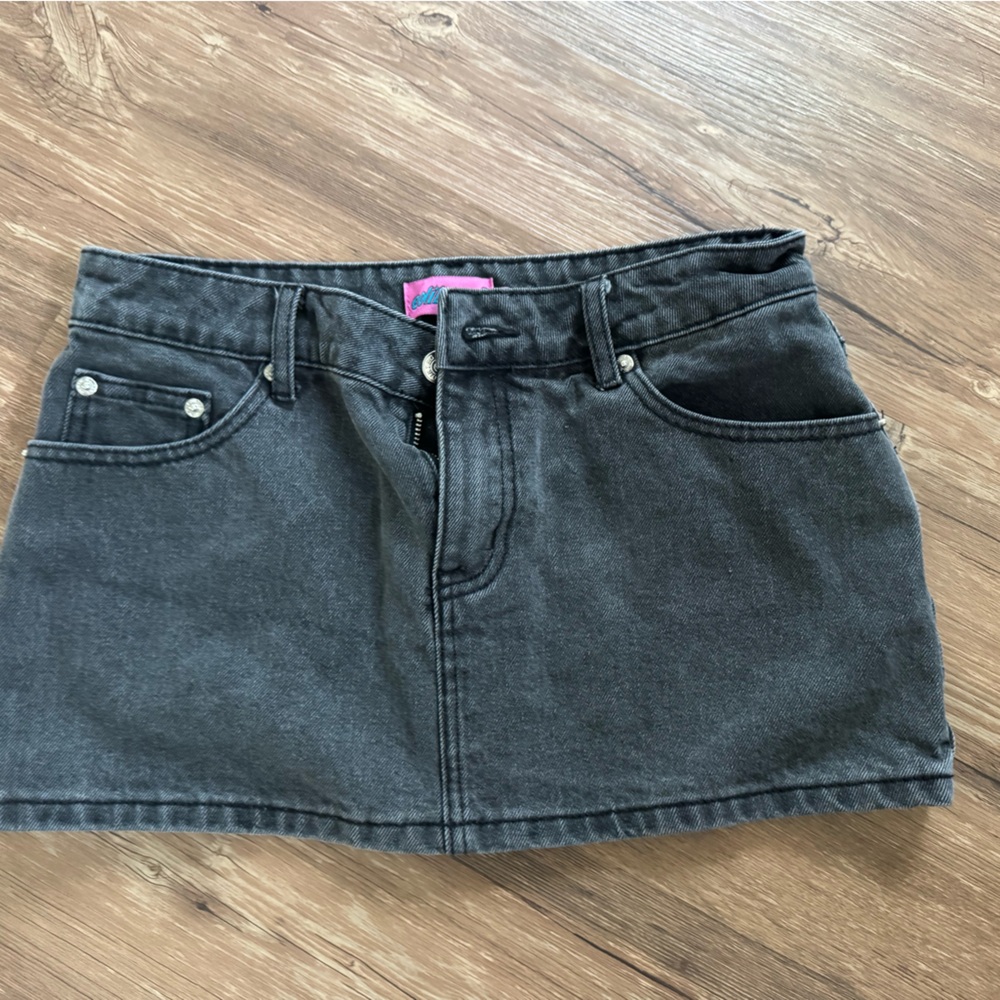 Edikted Black Denim mini skirt